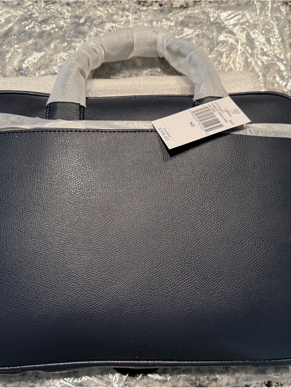 Michael Kors Navy Leather Men's Briefcase with Top Handles NWT - Picture 2 of 3